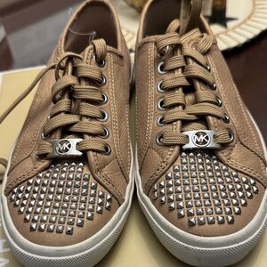 Michael Kors Tan Studded Sneakers